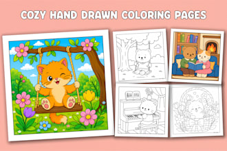 draw cute and cozy moments coloring pages