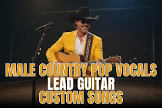 record male country pop vocals with lead guitar playing for your custom song