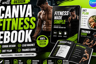 design canva fitness ebook, lead magnet, diet plan, trainer guide