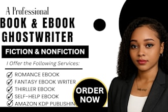 ghostwrite for fiction novel or non fiction ebook and memoir