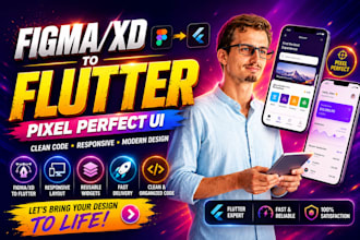convert figma, adobe xd or PSD into responsive flutter or flutterflow app or UI