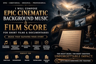 compose epic cinematic background music film score for short films documentary