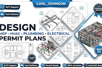 design mep, hvac, plumbing, electrical permit plans
