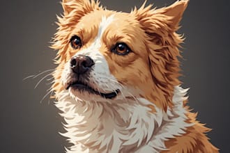 draw a custom portrait illustration of your pet, cat, dog