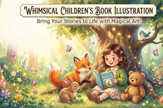 illustrate whimsical children book and children story book illustration