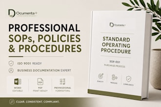 create professional sops, policies and business process documentation