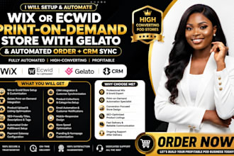 setup wix ecwid print on demand store with gelato and automated order CRM sync