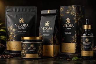 design product packaging, pouch, box, label and coffee bag design