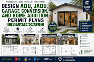 design adu, jadu, garage conversion, and home addition permit plans for approval