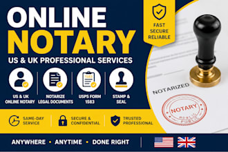 perform UK US online notary, usps form 1583, notarize legal document, UK notary