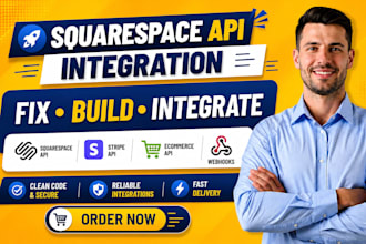 fix, build, integrate squarespace API, ecommerce API, stripe API, webhook setup