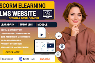 diseñaré cursos en línea elearning scorm y páginas web con learndash, tutorlms