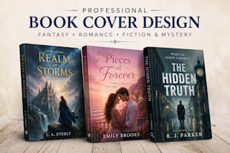 design fantasy book cover, romance book cover, fiction and mystery book cover