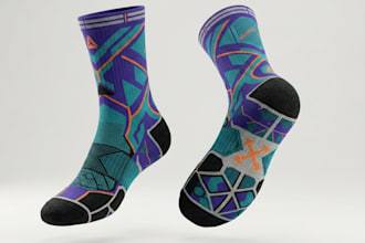 create 3d socks design, 3d socks rendering, 3d socks model, 3d socks redesign