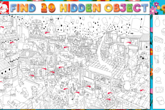 draw hidden object spot the difference activity book kids worksheets puzzle KDP