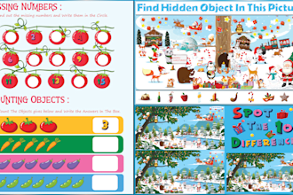 draw hidden object spot the difference activity book kids worksheets puzzle KDP