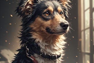 draw a pet digital portrait art from photo