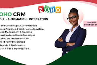 setup zoho CRM, zoho one, zoho books, zoho flows integration