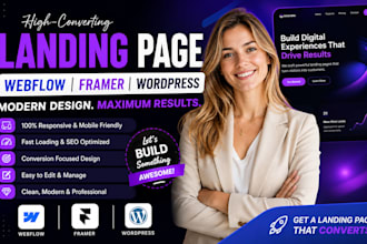 do webflow  landing page framer wordpress custom design