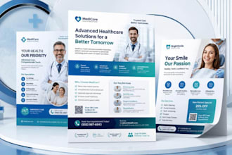 design medical bifold brochure, trifold brochure and clinical flyer