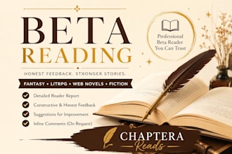 beta read your fantasy, litrpg, web novel, or fiction manuscript