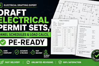draft electrical permit sets, panel schedules and load calcs, pe ready