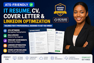 write an ats IT resume, tech CV, cover letter