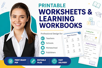 design printable educational worksheets and learning workbooks