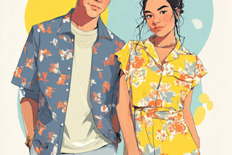draw cartoon disney couple portrait