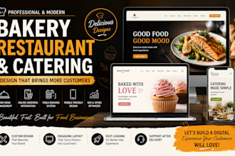 design an amazing bakery website, restaurant website and catering website