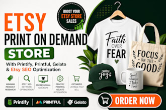 set up etsy print on demand store with printify printful gelato and etsy SEO