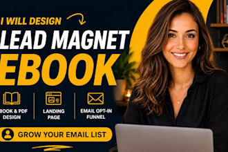 design lead magnet ebook PDF, landing page and email opt in funnel
