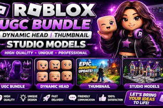 create roblox ugc, accessories, hair, ugc model, bundles 3d characters outfits