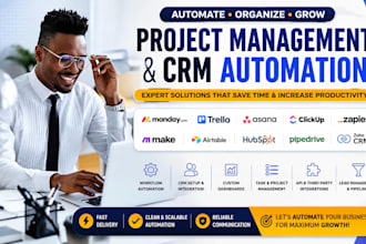 setup monday CRM trello asana clickup zapier automation project management