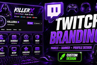 design twitch profile, panels, banners and streamer branding