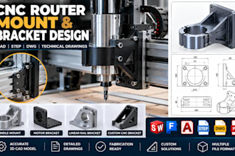 do cnc router mounts ,machine brackets , cad step dwg technical drawings