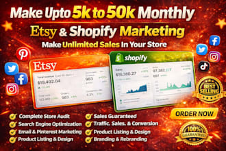 boost etsy sales, etsy, shopify seo, marketing and store optimization