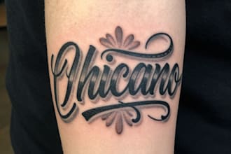 design an awesome chicano lettering tattoo
