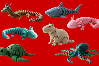 design 3d flexi animal toys, fidget clicker stl, articulated model 3d printing