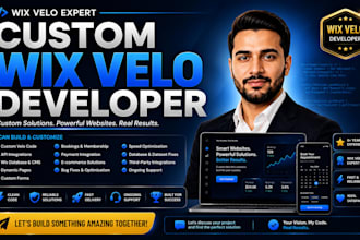 develop custom velo code, database, API integration, and wix code