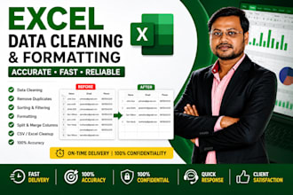 clean, format, organize excel data and CSV data