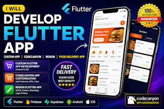 develop flutter app, reskin codecanyon flutter app, food delivery app flutter ui
