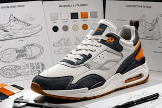 create manufacturer ready shoe tech pack for footwear and sneakers
