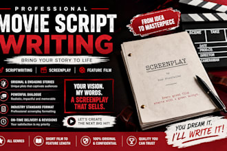 write a professional movie script, feature film screenplay and scriptwriting