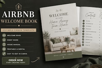 design airbnb welcome book and vacation rental house manual guide in canva