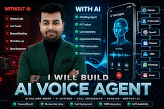 create ai calling agent , ai chatbot, call answering, booking, support