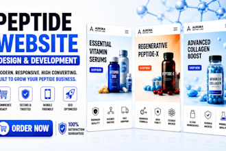 design a peptide website, supplement and biotech website and nutraceutical store
