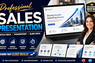 design powerpoint, pitch deck, slide deck and professional sales presentation