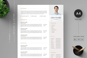 design editable canva resume template, CV, cover letter and linkedin banner