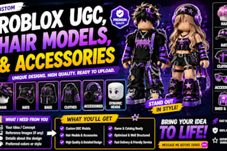 design custom roblox ugc, hair models, and accessories